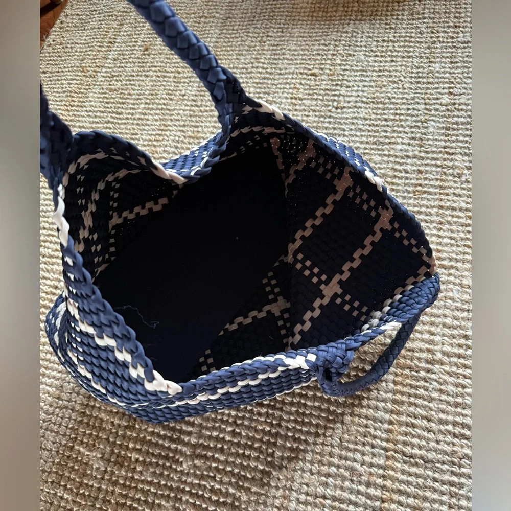 Naghedi Navy and Cream Woven Tote - Picture 12 of 12